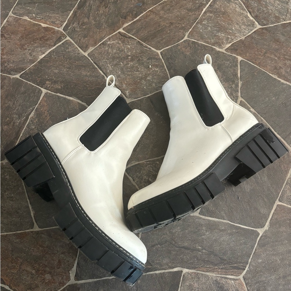 White platform boots